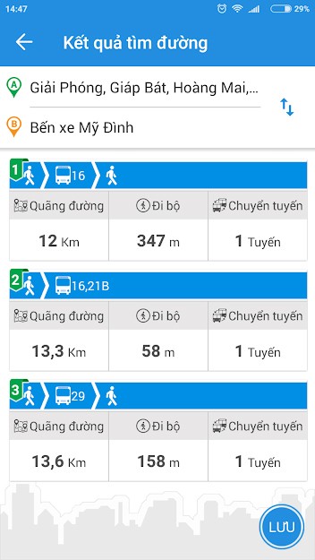 Kết quả tìm đường xe bus