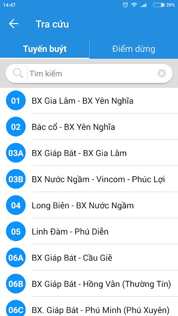 Tra cứu tuyến xe buýt