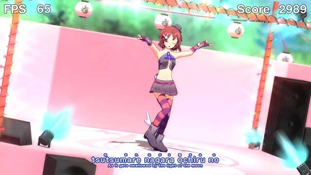 Lời bài hát tiếng Anh và tiếng Nhật sẽ hiện trên màn hình để bạn có thể thoải mái hát theo