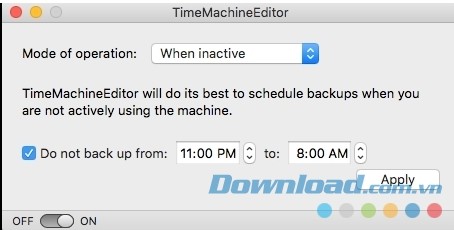 TimeMachineEditor cho Mac cấu hình lịch backup máy tính đơn giản
