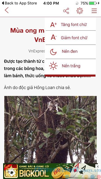 Tăng giảm phông chữ