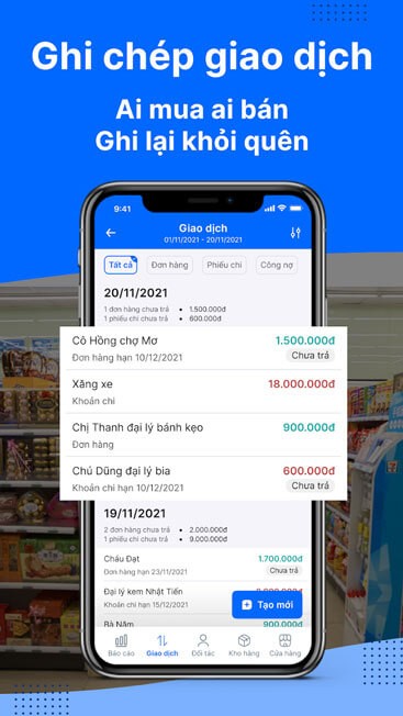 Hỗ trợ ghi chép giao dịch