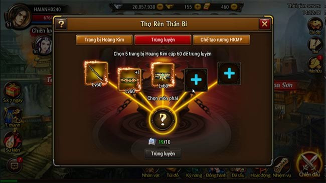 Rèn Trang bị trong Tình Võ Lâm