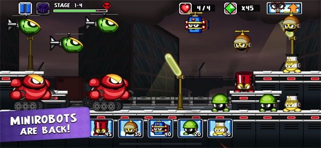 Sắp xếp đội hình Minirobot để đánh đuổi kẻ thù