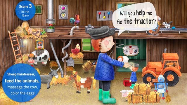 Giúp bác nông dân sửa máy kéo trong game Tiny Farm cho bé