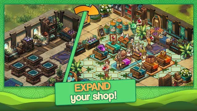 Quản lý, phát triển và mở rộng cửa hàng bán vật phẩm giả tưởng của bạn trong game Tiny Shop: Craft & Design