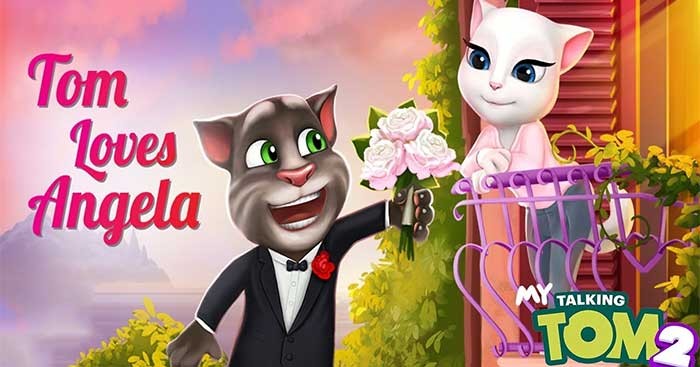 Giúp chú mèo Tom tán tỉnh cô mèo Angela trong game Tom Loves Angela