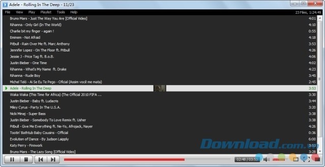 Giao diện danh sách phát trên MP4 Player