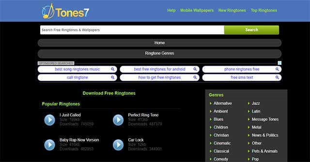 Tones7 là website tải nhực chuông dễ sử dụng và hoàn toàn miễn phí