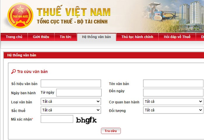 Tra cứu tài liệu Thuế Việt Nam