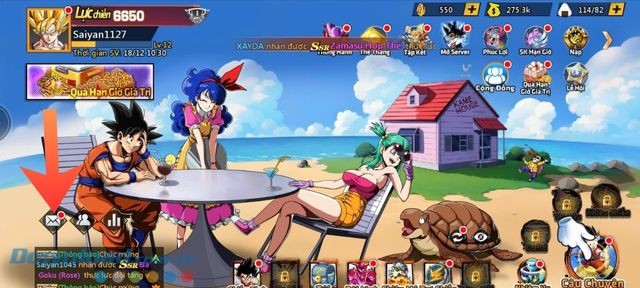 Chạm vào biểu tượng hòm thư