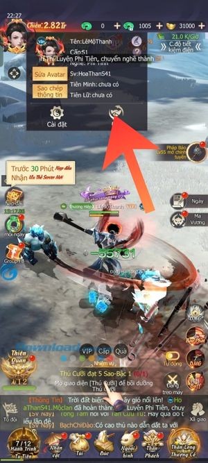 Chạm vào mục Đổi