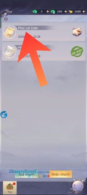 Chạm vào phần thư