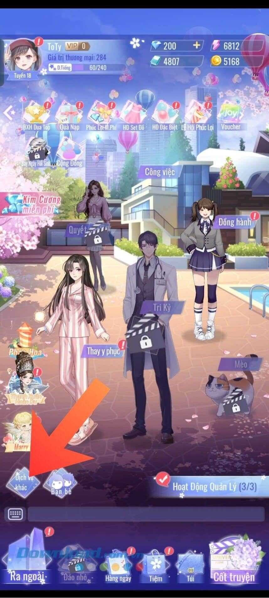 Chạm vào mục Dịch vụ khác