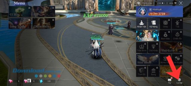 Ấn vào mục Cài đặt