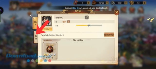 Nhấn vào mục Cài đặt