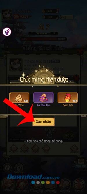 Chạm vào nút Xác nhận