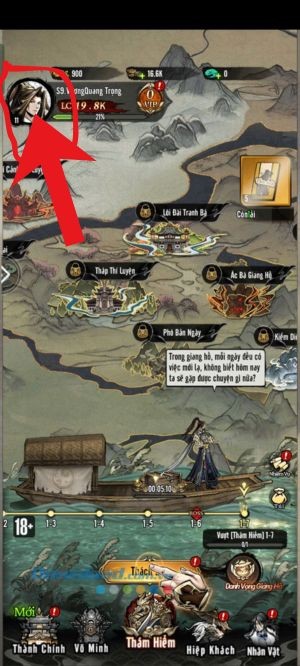 Nhấn vào biểu tượng tài khoản