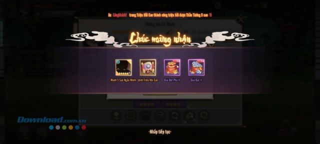 Nhấn vào màn hình để thu thập phần quà.