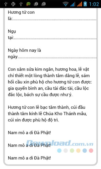 Nội dung văn khấn