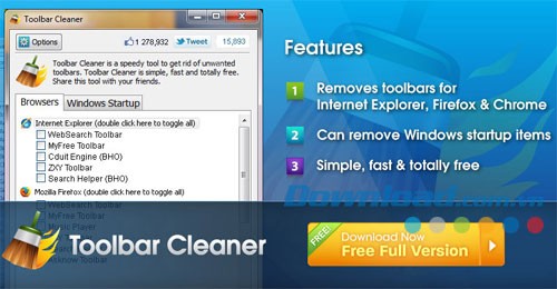 Toolbar cleaner