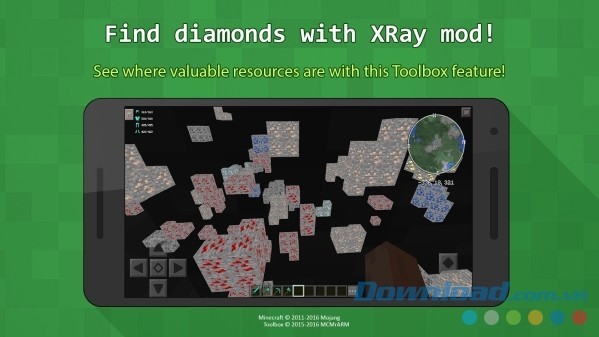 Tìm kim cương nhanh bằng Toolbox for Minecraft: PE cho Android