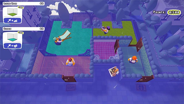 Hợp tác với đồng đội để hoàn thành việc sửa nhà nhanh chóng trước khi thời gian kết thúc