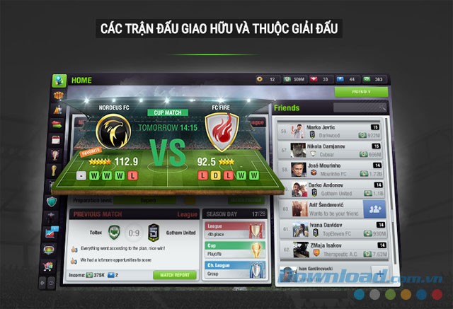 Tham gia các trận đấu giao hữu trong Top Eleven