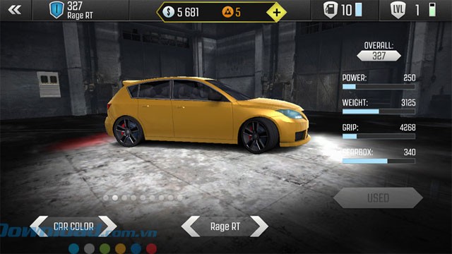 Garage xe với các thông số trong My Cars