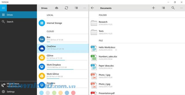 Giao diện ứng dụng TOPDOX Cloud Office Documents