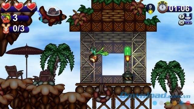 Điều khiển chim cắp các vật thể trong game đi cảnh phiêu lưu Toricky cho máy tính và Mac