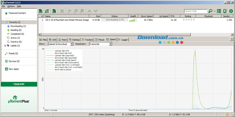 Giao diện của uTorrent Portable