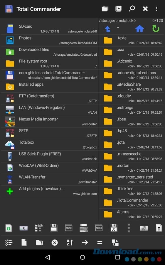 Quản lý file trên máy tính bảng Android với Total Commander