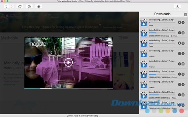 Giao diện phần mềm Total Video Downloader cho Mac