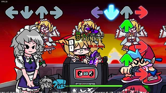 Các cô gái Touhou dễ thương sẽ thách thức Boyfriend trong các trận chiến sôi động