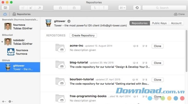 Dễ dàng tạo và kiểm soát mọi repository lập trình