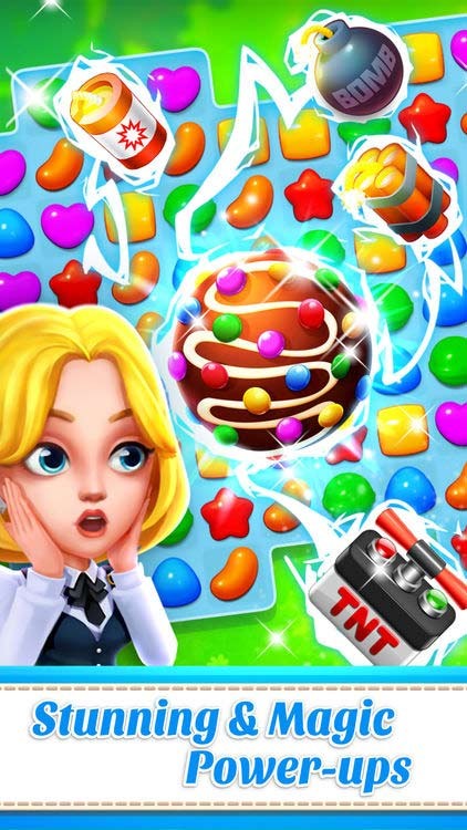 Ghép nối từ 4 viên kẹo giống nhau trở lên để có được power-ups hữu ích trong Town Story