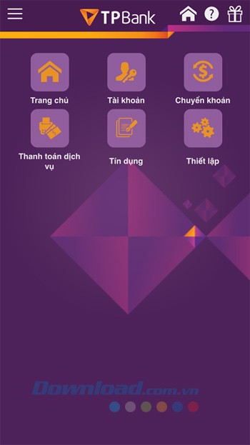 Giao diện chính TPBank Biz