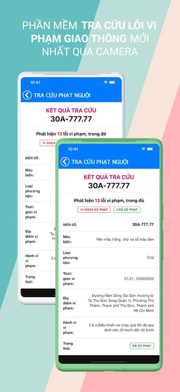 Cho phép kiểm tra biển số xe có vi phạm giao thông