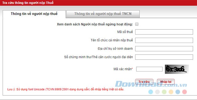 Tra cứu thông tin người nộp thuế