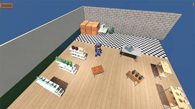 Sắp xếp các kệ và máy bán hàng tự động, sơn tường và sàn nhà theo ý thích