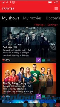 Hình ảnh ứng dụng trên điện thoại