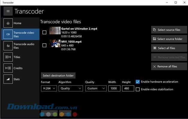 Các lựa chọn chuyển đổi định dạng