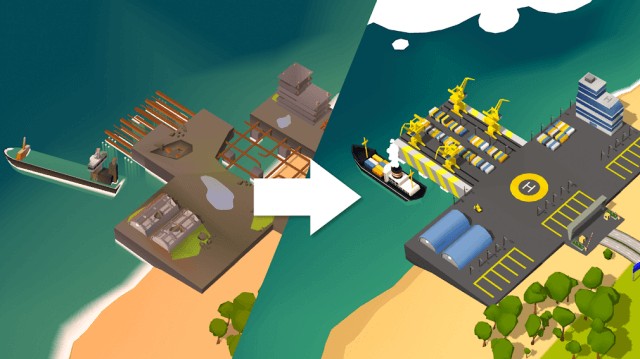 Sử dụng nhiều phương tiện khác nhau để vận chuyển hàng hóa trong game Transit King Tycoon