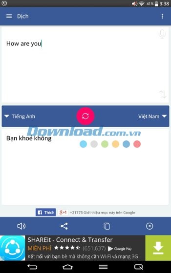 Translator dịch khá chính xác các câu ngắn