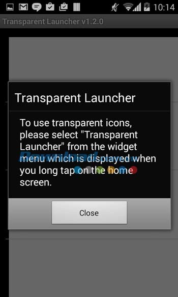 Giao diện khởi động của Transparent Launcher