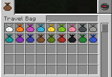 Travel Bag Mod bổ sung các loại túi ma thuật vào thế giới game Minecraft