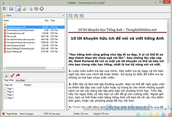 Giao diện chính của Trekker