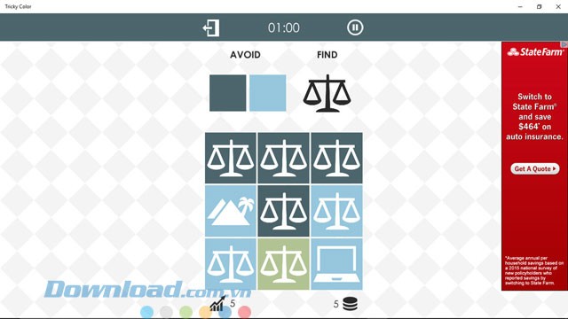 Giao diện game Tricky Color trên máy tính