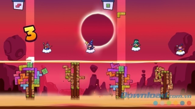 Thi đấu với nhiều đối thủ trong game xếp hình Tricky Towers cho máy tính, Mac và Linux